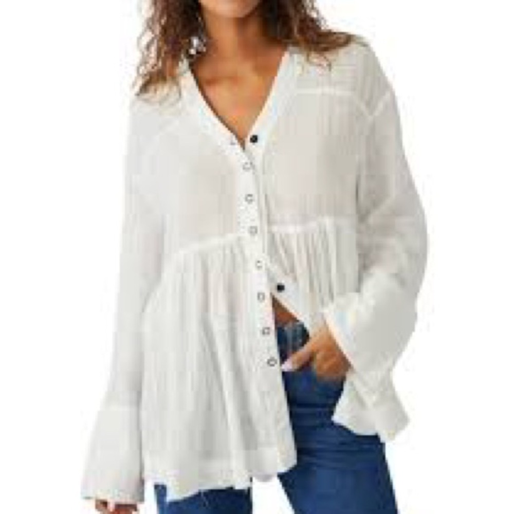 We The Free Cream Textured Shirt